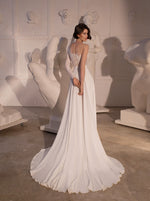 One Shoulder Asymmetrical Neckline Wedding Dress