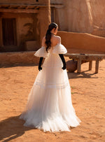 Strapless Wedding Gown with Removable Puffy Sleeves