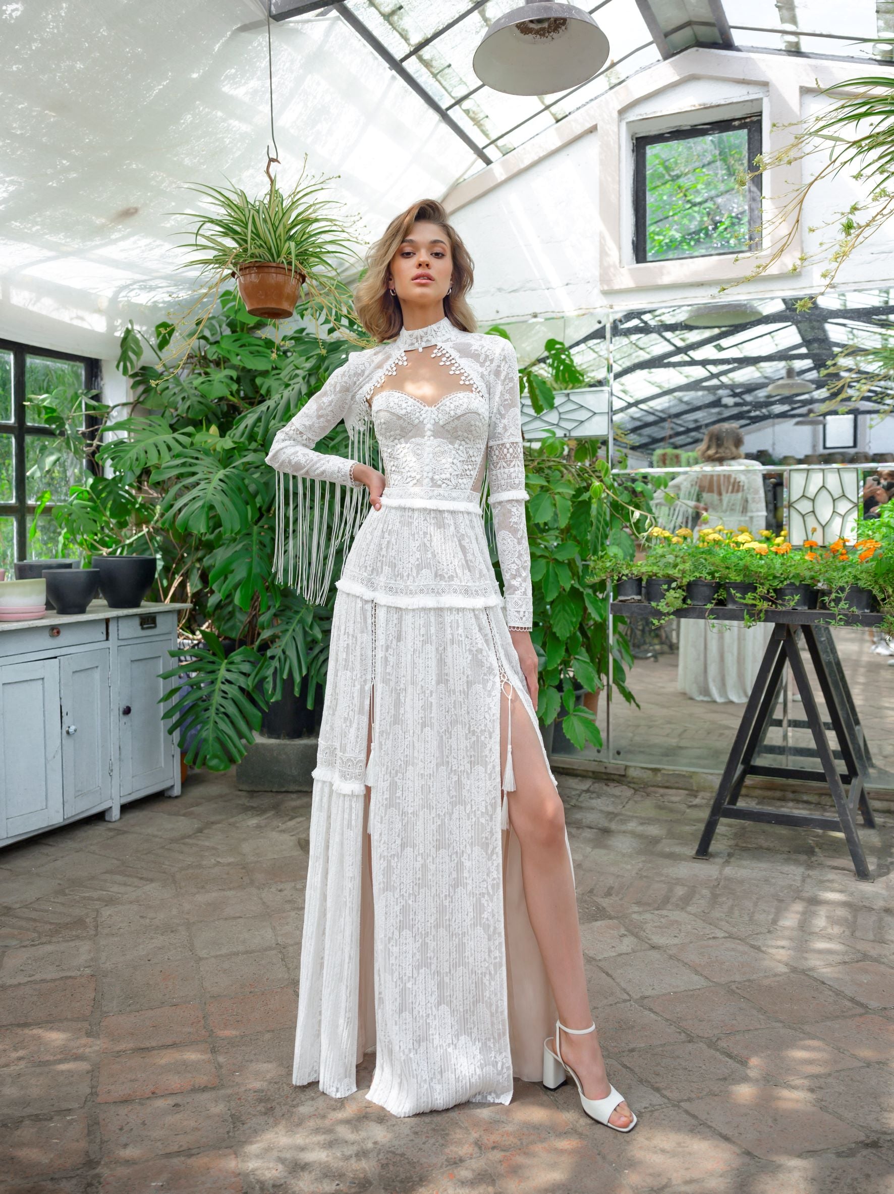 Bohemian Lace Wedding Dress with Bolero EU38 / Latte Bohemian Lace Wedding Dress with Bolero EU38 / Latte