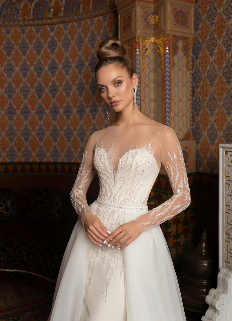 sheer top mermaid wedding dress Casablanca Bridal Beloved BL434 Size 10 Wedding Dress Mermaid Sheer Lo