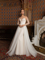 Sheer Long Sleeve Mermaid Wedding Dress with Overskirt