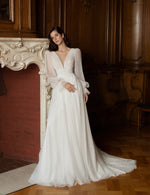 Petite Long Sleeves Glitter Sheath Wedding Dress