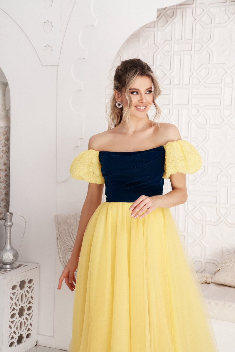 Vestido Midi De Terciopelo Con Hombros Caídos Fairy