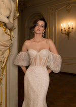 Angelic Glitter Wedding Dress with Removable Sleeves and Wings