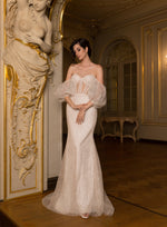 Angelic Glitter Wedding Dress with Removable Sleeves and Wings