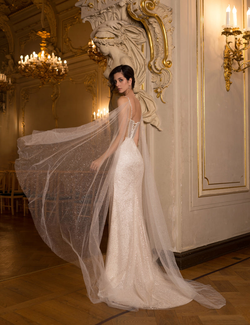 Angelic Glitter Wedding Dress with Removable Sleeves and Wings HAREM's Brides Angelic Glitter Wedding Dress with Removable Sleeves and Wings HAREM's Brides