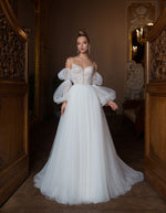 Spaghetti Strap A-Line Wedding Dress with Removable Sleeves