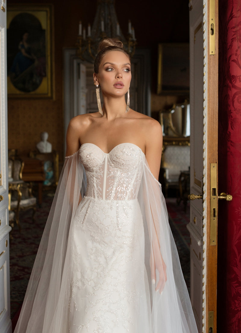 Strapless Sweetheart Wedding Dress with Removable Wings and Skirt – HAREM's  Brides