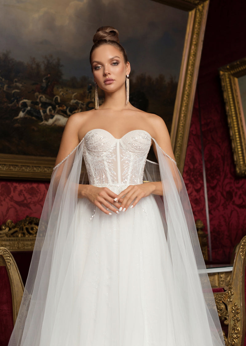 Strapless Sweetheart Wedding Dress with Removable Wings and Skirt