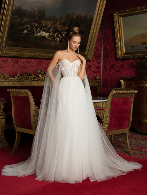 Strapless Sweetheart Wedding Dress with Removable Wings and Skirt