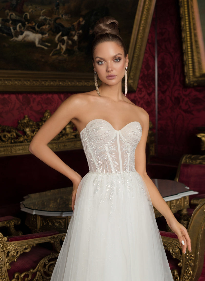 Strapless Sweetheart Wedding Dress with Removable Wings and Skirt