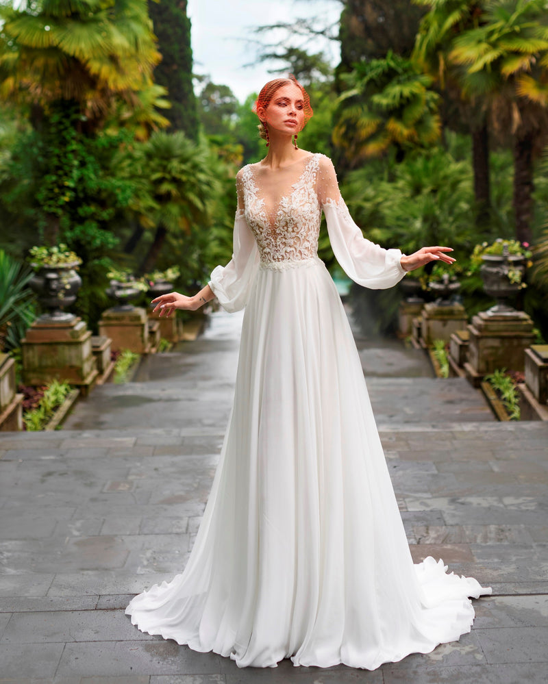 Long Sleeve Petite Wedding Dress HAREM's Brides Long Sleeve Petite Wedding Dress HAREM's Brides