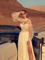 Vestido de novia sin tirantes con bolero