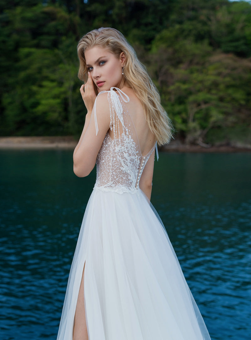 Robe de mariée sexy trapèze sans manches