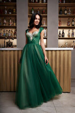 Emerald Sweatheart Maxi Dress with Wings