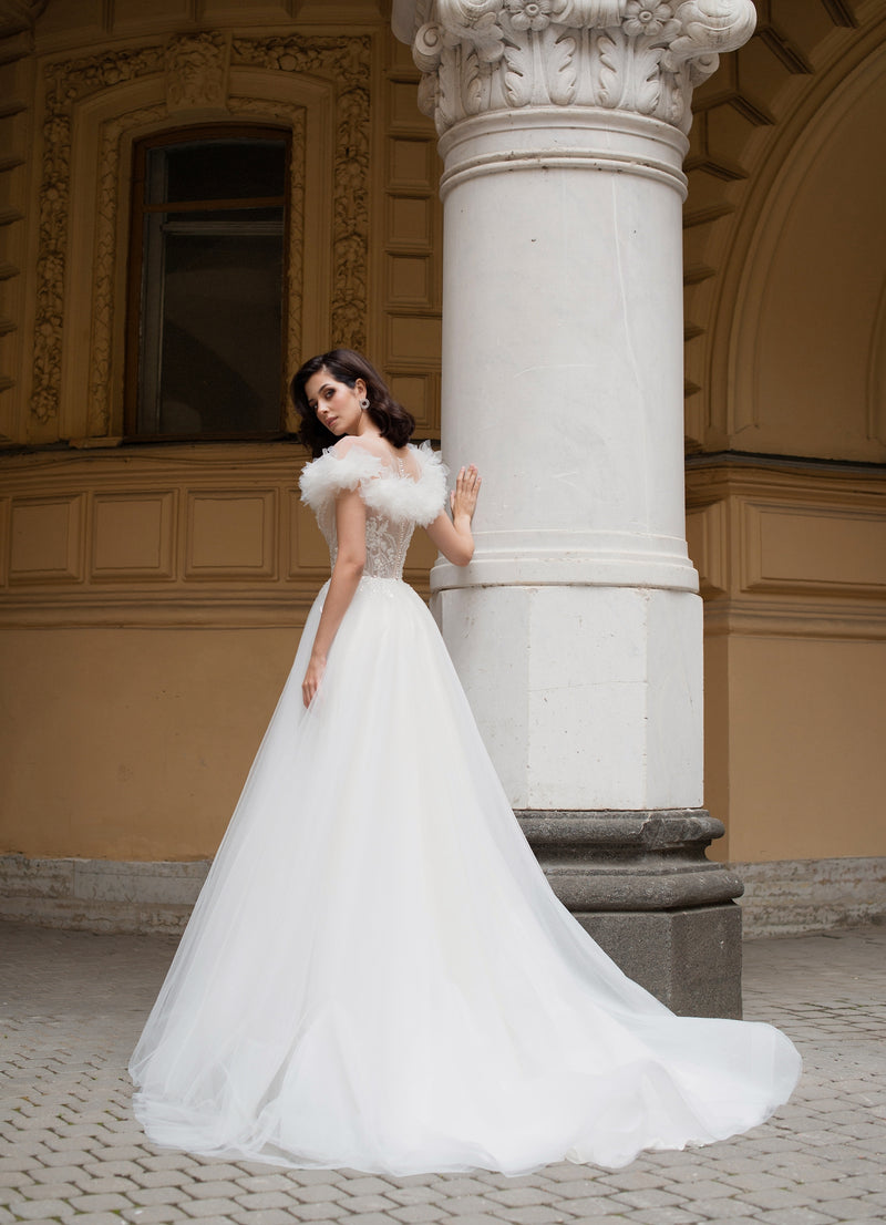 off the shoulder column wedding dress Sheath/Column Off-the-Shoulder Sweep Train Wedding Dress Satin with Pleated Split S3036W - Wedding Dresses