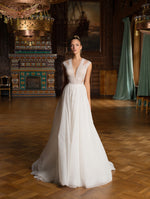 V-Neck A-Line Sleeveless Wedding Gown