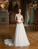 V-Neck A-Line Sleeveless Wedding Gown