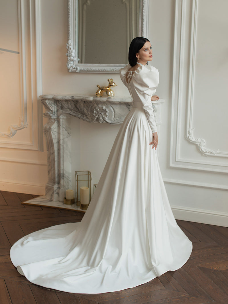 Elegant Long Sleeve A-Line Wedding Dress HAREM's Brides Elegant Long Sleeve A-Line Wedding Dress HAREM's Brides