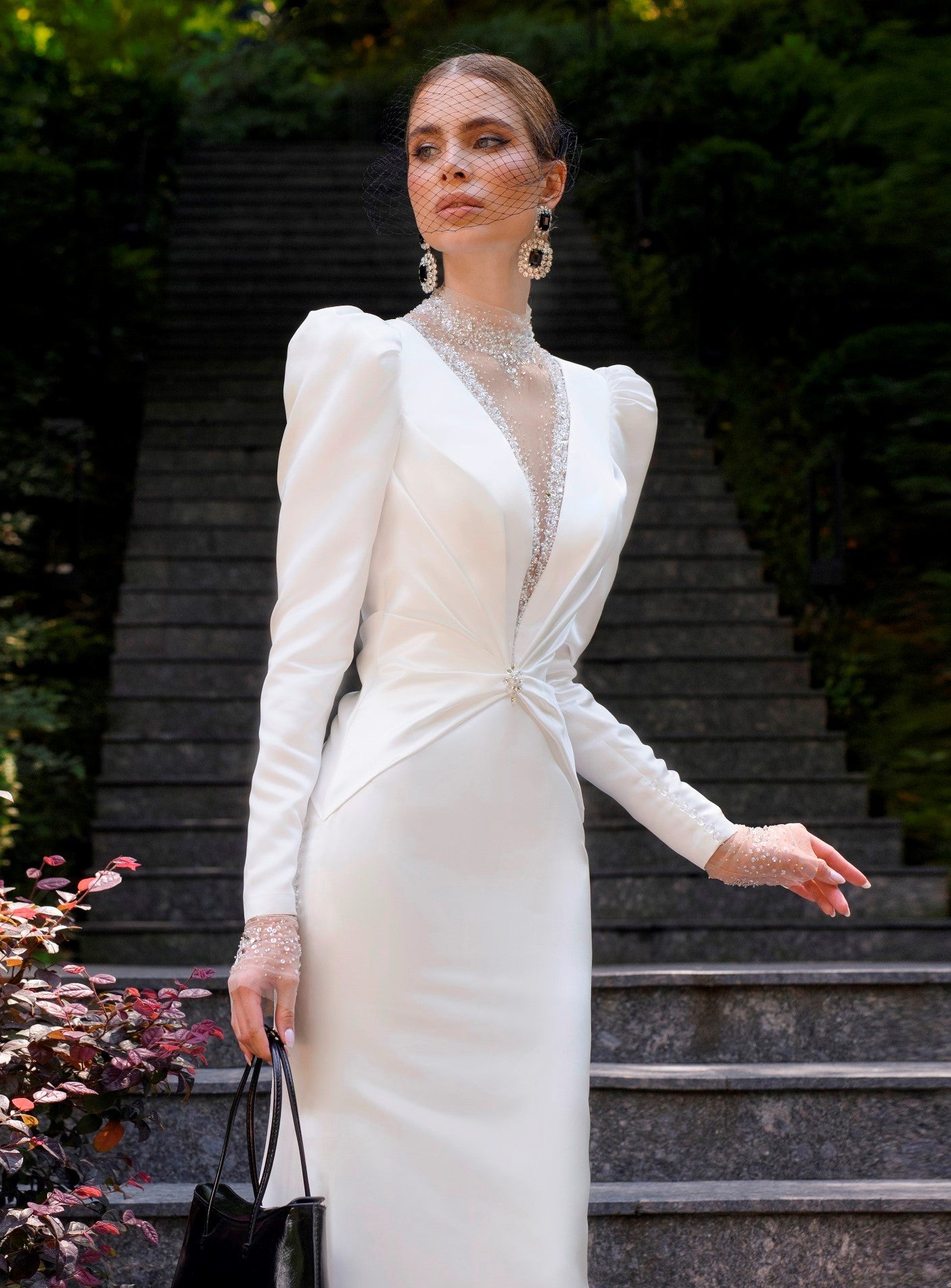 Elegant High Neck Long Sleeve Mermaid Wedding Dress HAREM's Brides Elegant High Neck Long Sleeve Mermaid Wedding Dress HAREM's Brides
