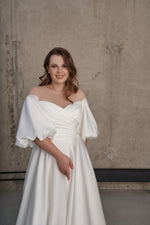 Off-Shoulder  Illusion Neckline A-Line Wedding Dress