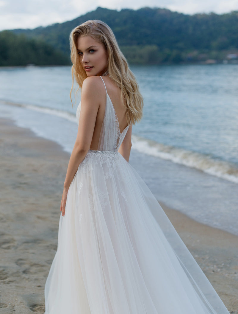Spaghetti Strap A-Line Wedding Gown