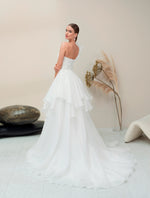 One-Shoulder Wedding Gown with Playful Skirt