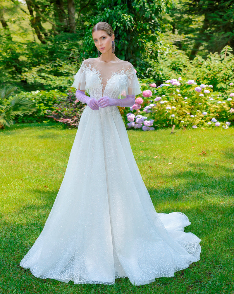 Illusion Neckline A-Line Wedding Dress