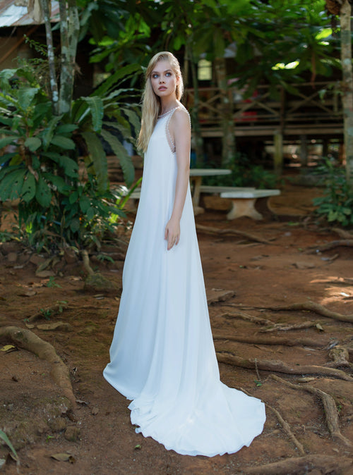 Robe de mariée minimaliste sans manches