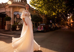 High Neck Bohemian 3/4 Sleeve Wedding Dress