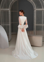 High Neck Long Sleeve Modest Bridal Dress