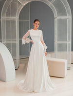 High Neck Long Sleeve Modest Bridal Dress