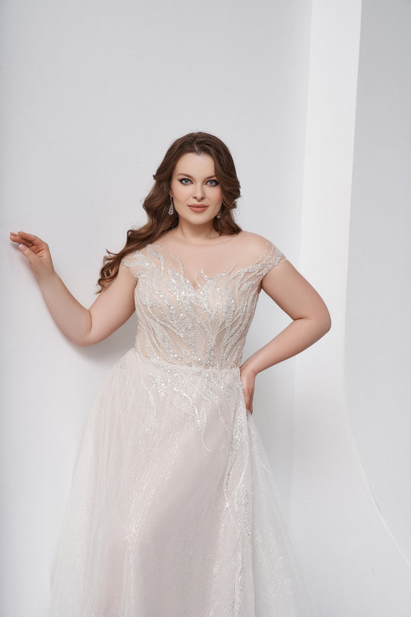 Sleeveless A-Line Floral Sparkle Gown