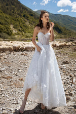 Strapless Sweetheart Midi Wedding Dress with Jacket