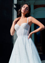 Glitter Corset Wedding Gown With Removable Sleeves