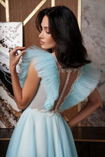 Vestido Maxi Asas de Anjo com Decote em V