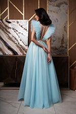 Vestido Maxi Asas de Anjo com Decote em V