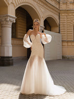 Trumpet Wedding Dress with Removable Sleeves