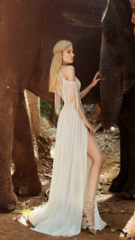 Off-Shoulder Bohemian Wedding Dress