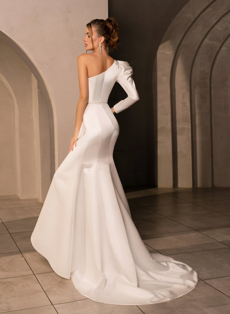Robe de mariée asymétrique élégante à une épaule