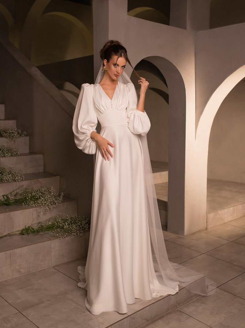 Delicate Long Sleeve Modest Wedding Dress HAREM's Brides Delicate Long Sleeve Modest Wedding Dress HAREM's Brides