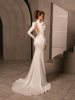 Elegant Long Sleeve Mermaid Modest Wedding Gown