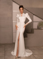 Elegant Long Sleeve Mermaid Modest Wedding Gown