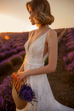 Vestido de novia de encaje con bolero