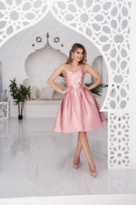 Strapless Tea Length Mikado Dress