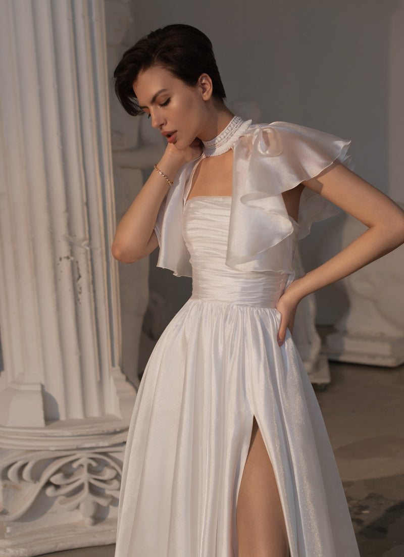 Stylish Strapless Wedding Dress With Bolero
