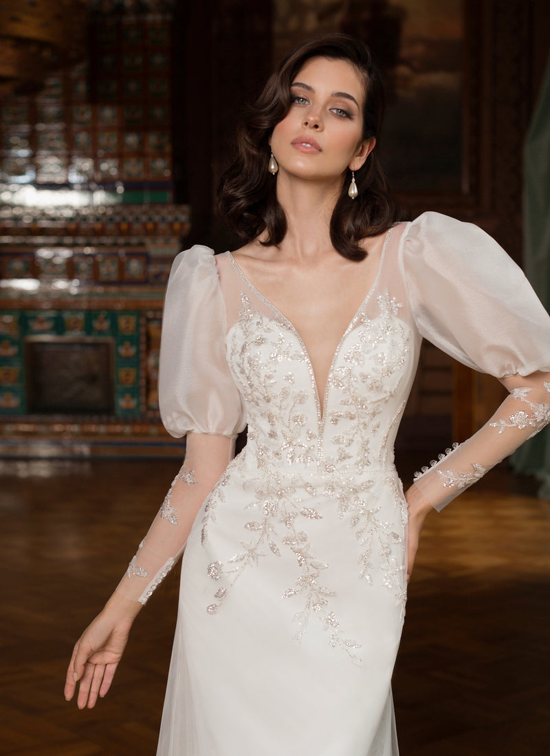 Robe de mariée exquise à manches longues