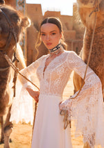 Bell Sleeves Bohemian Wedding Gown