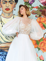 A-Line Puff Sleeeve Wedding Dress