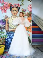 A-Line Puff Sleeeve Wedding Dress